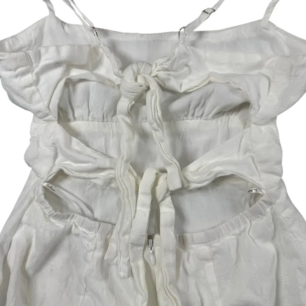Lulus Days of Dreaming White Cotton Tie Back Mini Dress Bridal Sundress - XS